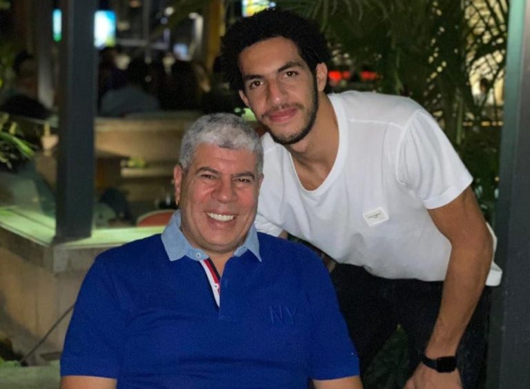 Mustafa Shobeir with his father, the legendary goalkeeper Ahmed Shobeir